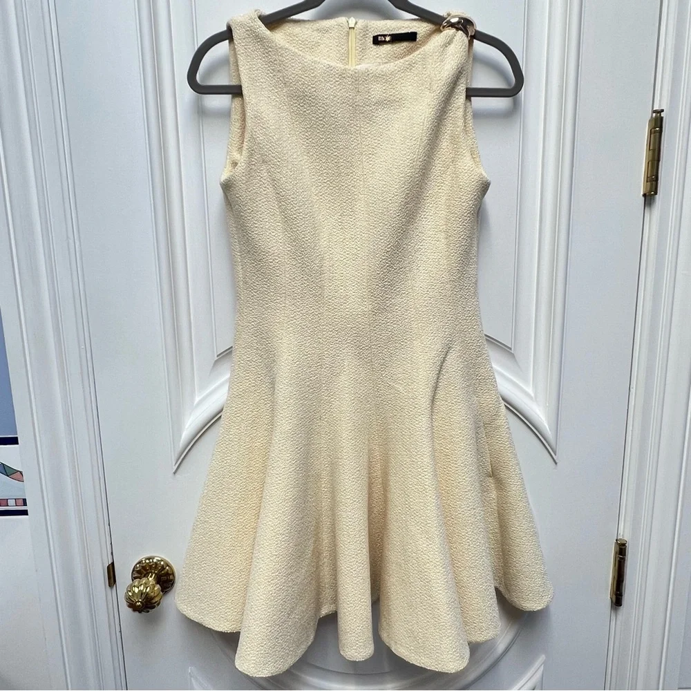 NWOT Maje Risoleil Pale Yellow Tweed Dress—No size tag - Picture 10 of 15